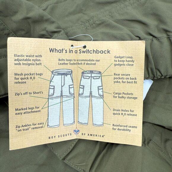 Boy Scouts Uniform Pants Men's XXXL 3X Zip Ankles Convertible Nylon Switchback - Picture 5 of 10